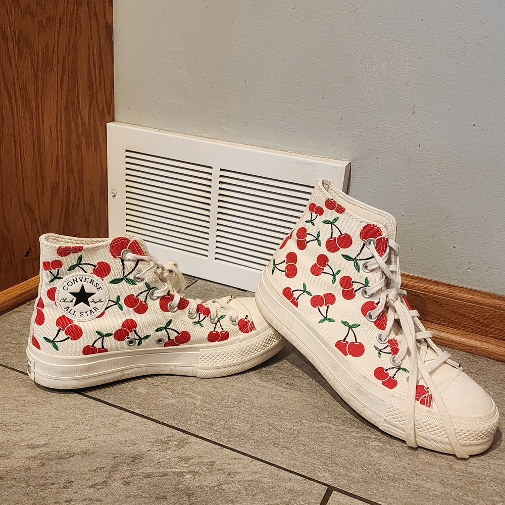Converse Women's Cherry Print High-Top Sneakers - White